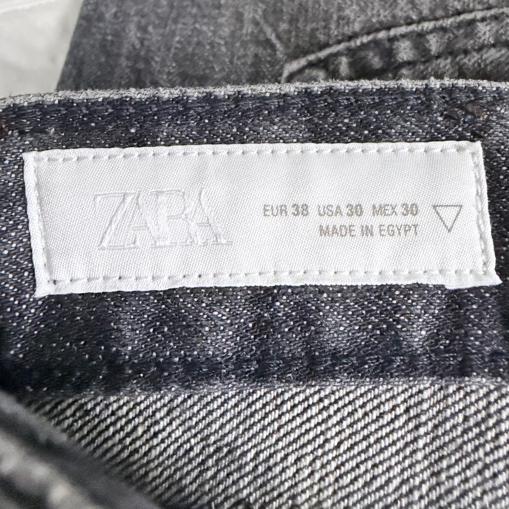 Zara‎ Women Faded Black High Waisted Wide Leg Jeans Size 30 Cotton Denim NWOT - Picture 5 of 8